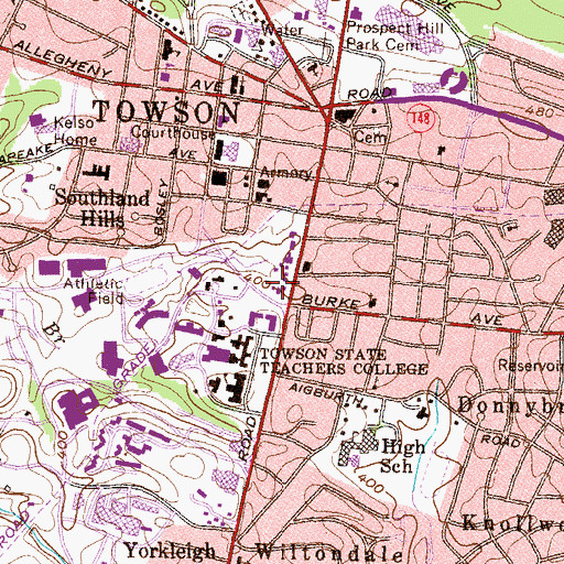 Topographic Map of Burkshire Guest Suites and Conference Center, MD