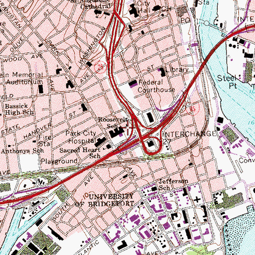 Topographic Map of Roosevelt School, CT