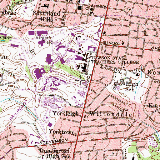 Topographic Map of Glen Parking Garage, MD