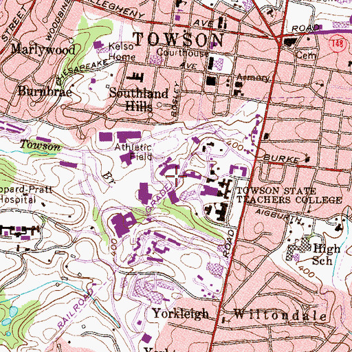 Topographic Map of Hawkins Hall, MD
