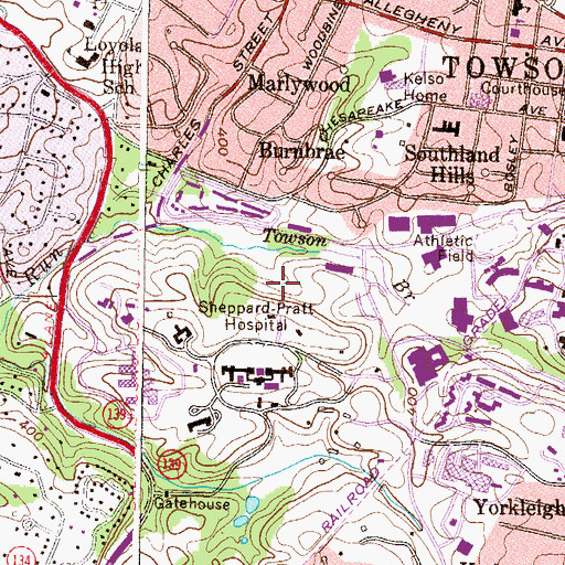 Topographic Map of Towson Run Apartments, MD