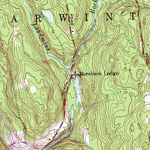 Topographic Map of Roraback Lodge, CT