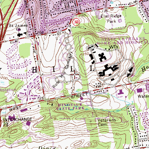 Topographic Map of Rose Hill Memorial Park Cemetery, CT