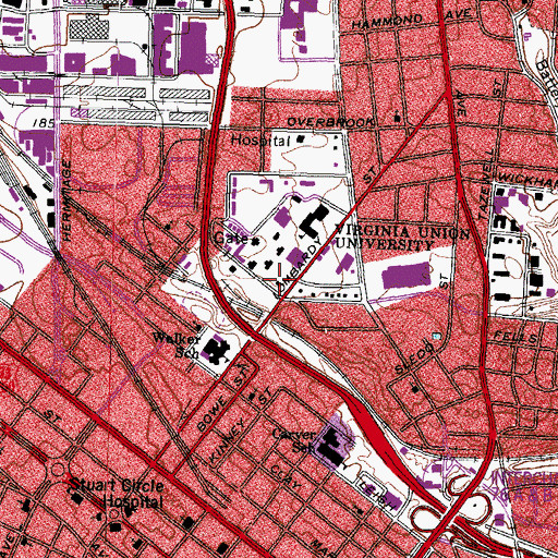 Topographic Map of Baptist Memorial Hall, VA