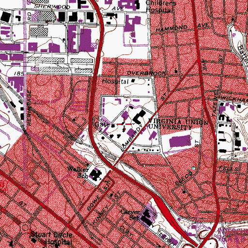 Topographic Map of Huntley Hall, VA