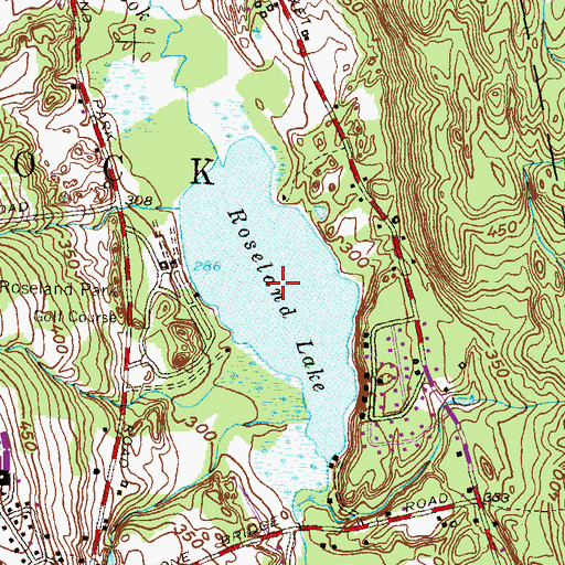 Topographic Map of Roseland Lake, CT