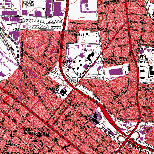 Topographic Map of L Douglas Wilder Library, VA
