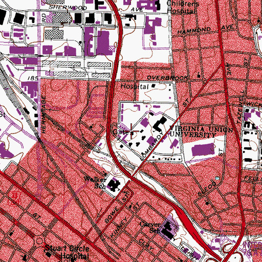 Topographic Map of Martin E Gray Hall, VA