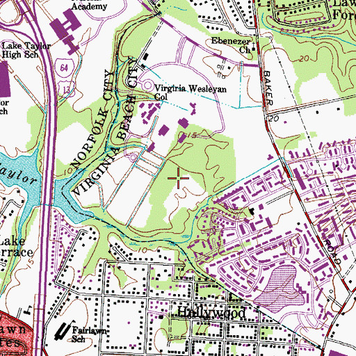Topographic Map of Teagle Hall, VA