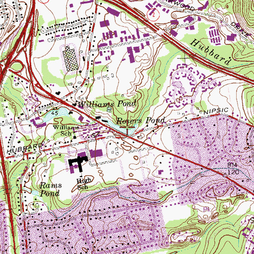 Topographic Map of Rosers Pond, CT