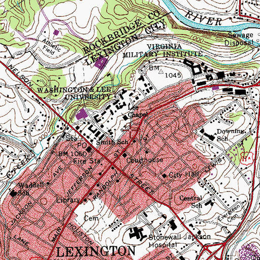 Topographic Map of Beta Theta Pi Fraternity House, VA