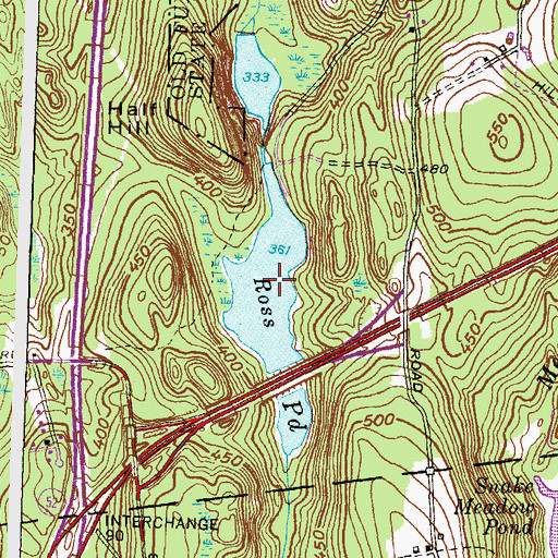 Topographic Map of Ross Pond, CT