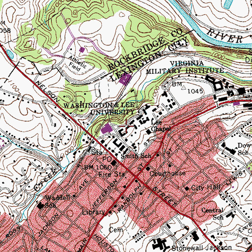 Topographic Map of John W Elrod University Commons, VA
