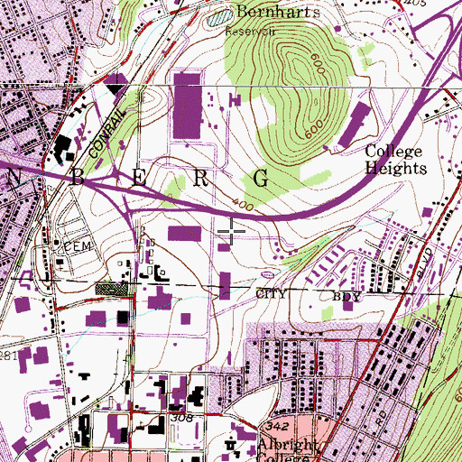 Topographic Map of Albright Woods Apartments, PA
