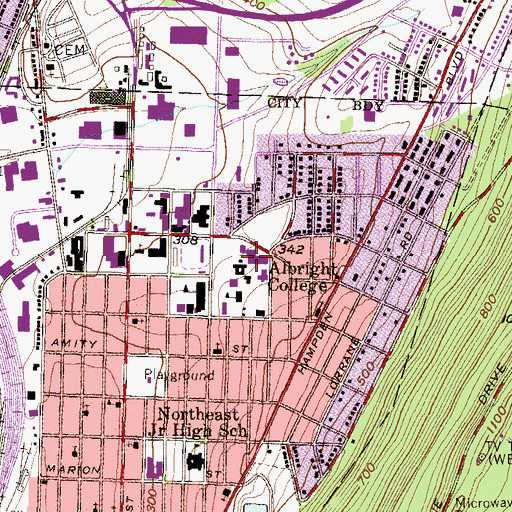 Topographic Map of Campus Center Dining Hall, PA