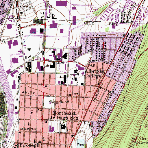 Topographic Map of F Wilbur Gingrich Library, PA