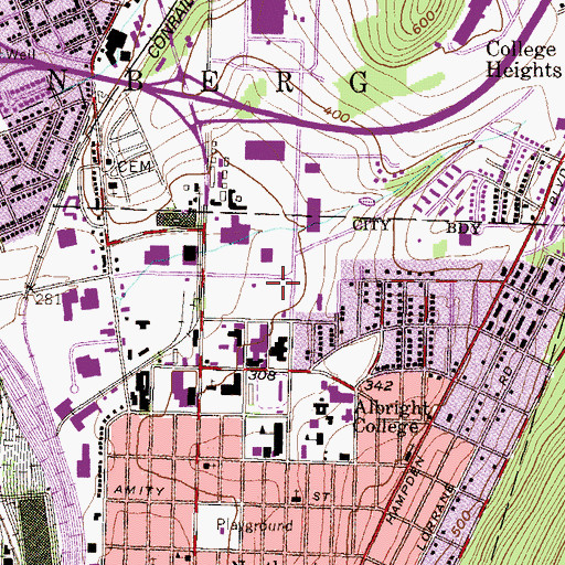 Topographic Map of Rockland Professional Center, PA