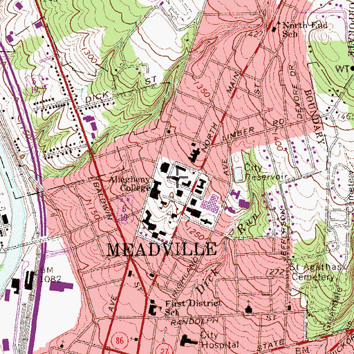 Topographic Map of Arter Hall, PA