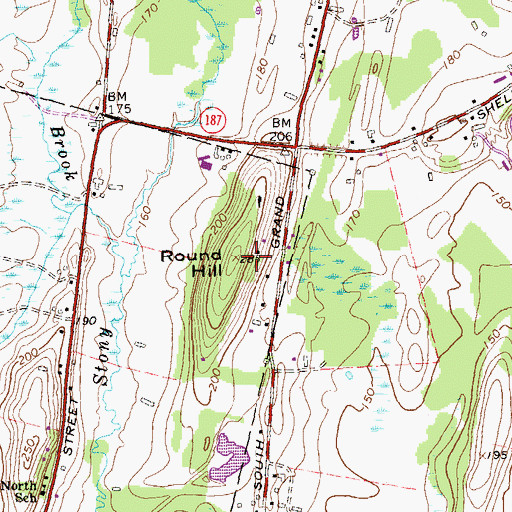 Topographic Map of Round Hill, CT
