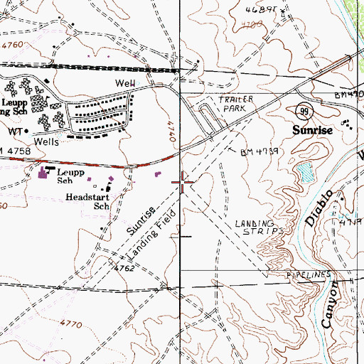 Topographic Map of Sunrise Airfield (historical), AZ