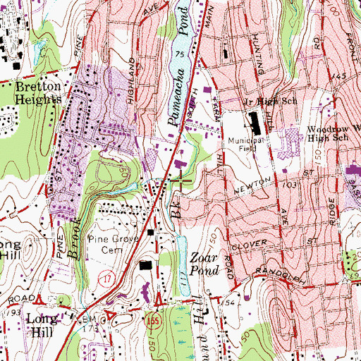 Topographic Map of Round Hill Brook, CT