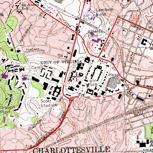 Topographic Map of James Monroe Hill House, VA