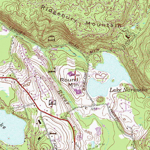 Topographic Map of Round Mountain, CT