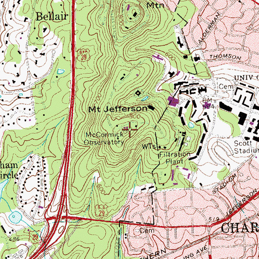Topographic Map of Leander J Mcormick Observatory, VA