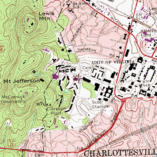Topographic Map of Observatory Hill Dining, VA