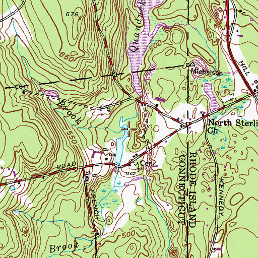 Topographic Map of Rounds Brook, CT