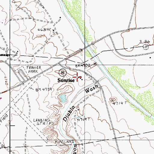 Topographic Map of Sunrise Trading Post, AZ