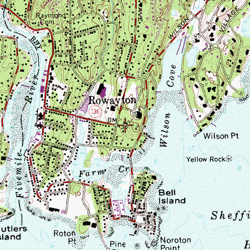 Topographic Map of Rowayton, CT