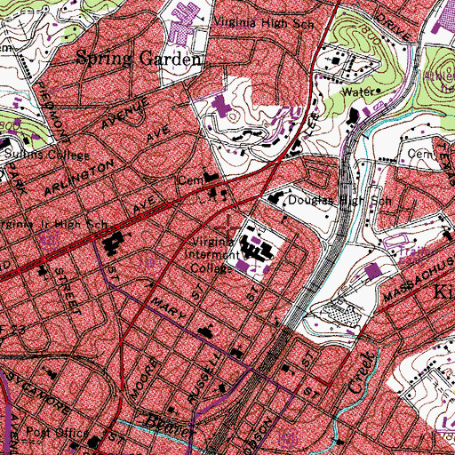 Topographic Map of President's Home - Virginia Intermont College, VA