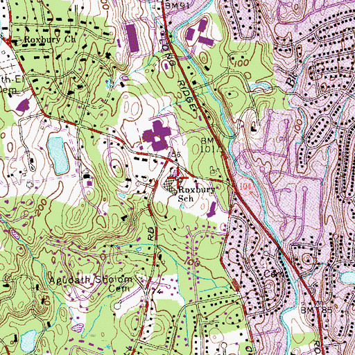Topographic Map of Roxbury Elementary School, CT