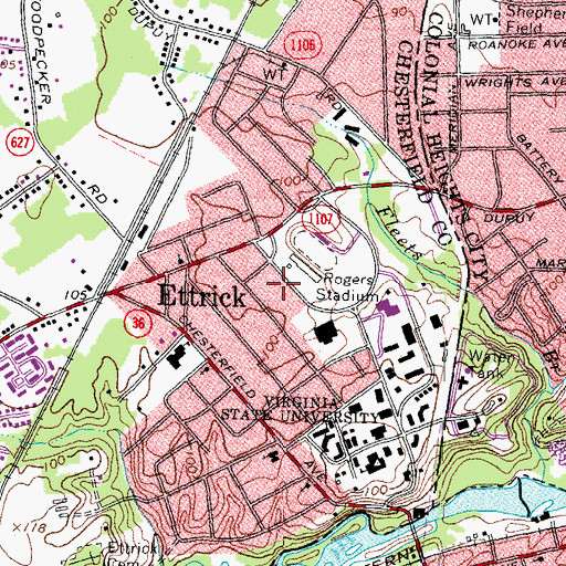 Topographic Map of Admissions Office Building, VA