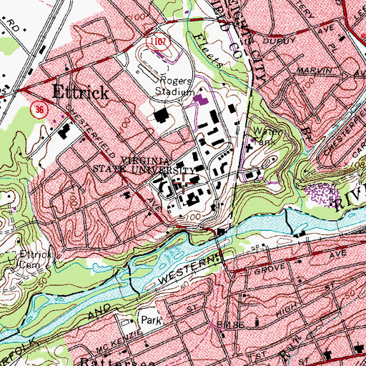 Topographic Map of Doctor Joseph D Eggleston Hall, VA