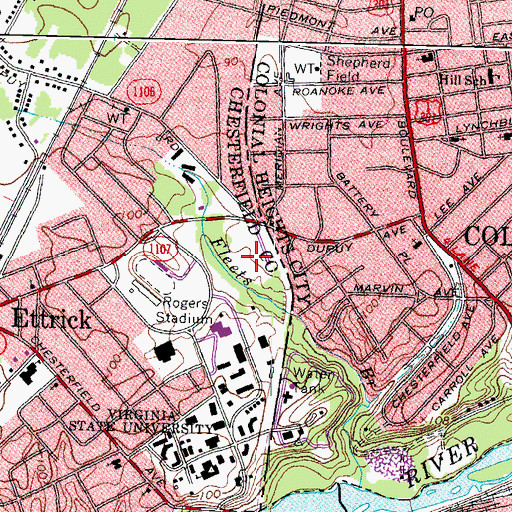 Topographic Map of Doctors Billy Taylor and Camilla E Williams Hall, VA