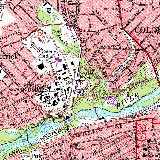 Topographic Map of Fauntleroy Hall, VA
