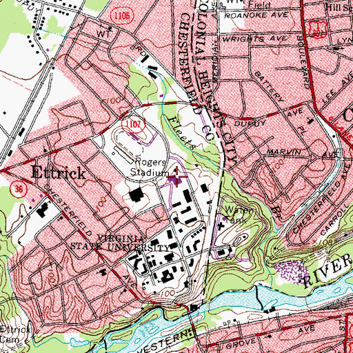 Topographic Map of Hunter - McDaniel Building, VA
