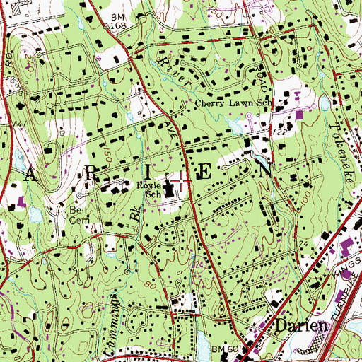 Topographic Map of Royle Elementary School, CT