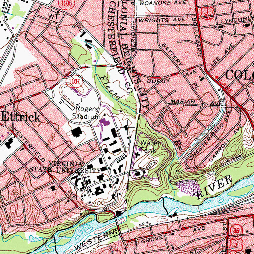 Topographic Map of Jesse B Boling Building, VA