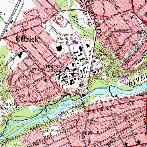 Topographic Map of Jones Dining Hall, VA