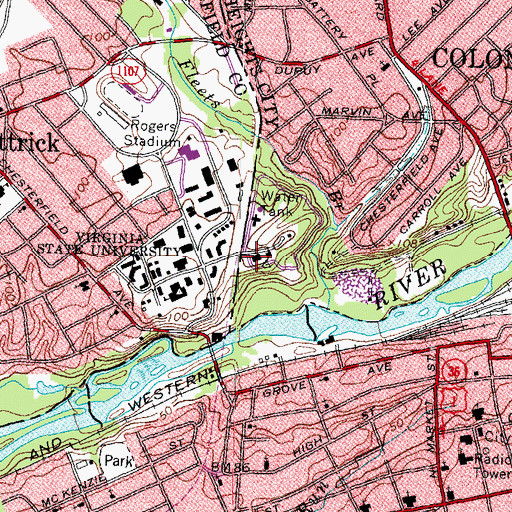 Topographic Map of Lockett Hall, VA
