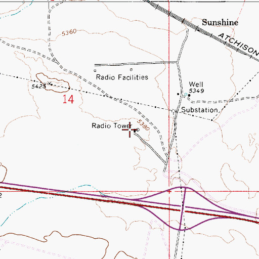 Topographic Map of Sunshine Microwave Relay Station, AZ