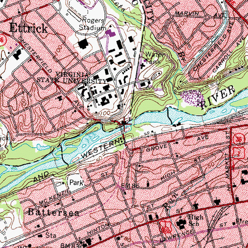 Topographic Map of Simms Hall, VA