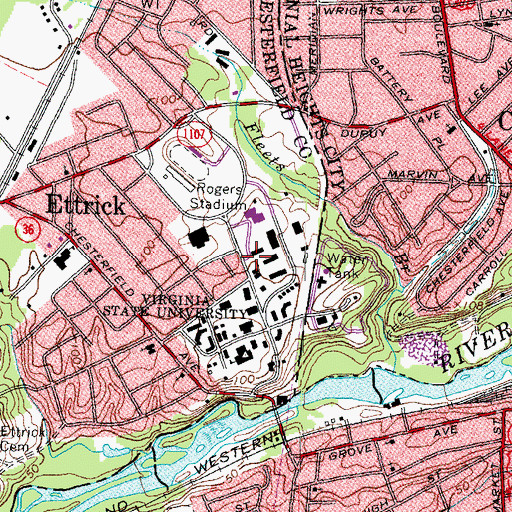 Topographic Map of Singleton Hall, VA