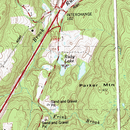Topographic Map of Ruby Lake, CT