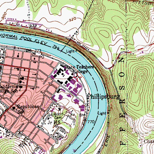 Topographic Map of Pollock Building, PA