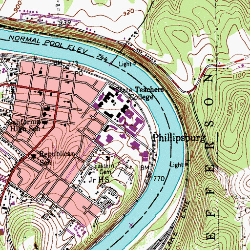 Topographic Map of Steele Hall, PA