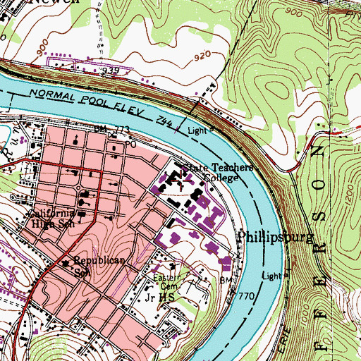 Topographic Map of Vulcan Hall, PA